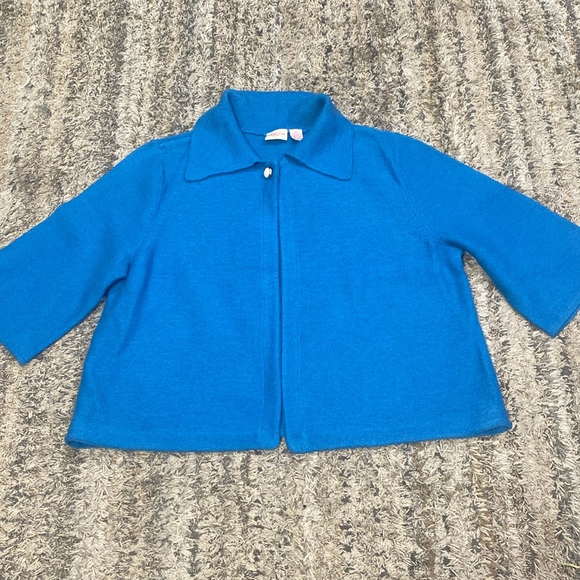 Crystal Kobe 100% wool 3/4 sleeve cardigan sweater one button closure sz 2X - Picture 2 of 9